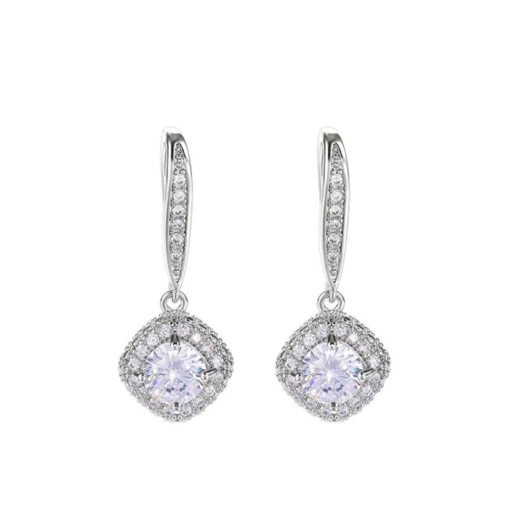 Elegant Silver Crystal Drop Earrings - Picture 2 of 4